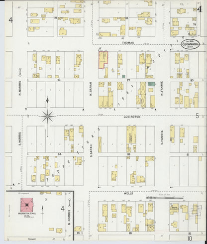 Sanborn Fire Insurance Map from Escanaba, Delta County, Michigan (1899), Sheet #0004 - Complete Map Set gallery image, historic Sanborn map, vintage wall art, Michigan Michigan