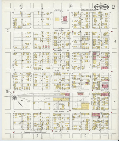 Sanborn Fire Insurance Map from Port Arthur, Jefferson County, Texas (1918), Sheet #0002 - Complete Map Set gallery image, historic Sanborn map, vintage wall art, Texas Texas