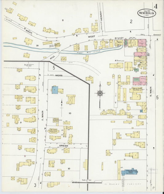 Sanborn Fire Insurance Map from New Berlin, Chenango County, New York (1910), Sheet #0004 - Historic Sanborn Fire Insurance Map Print, vintage old map wall art, antique decor, genealogy gift, New York New York map