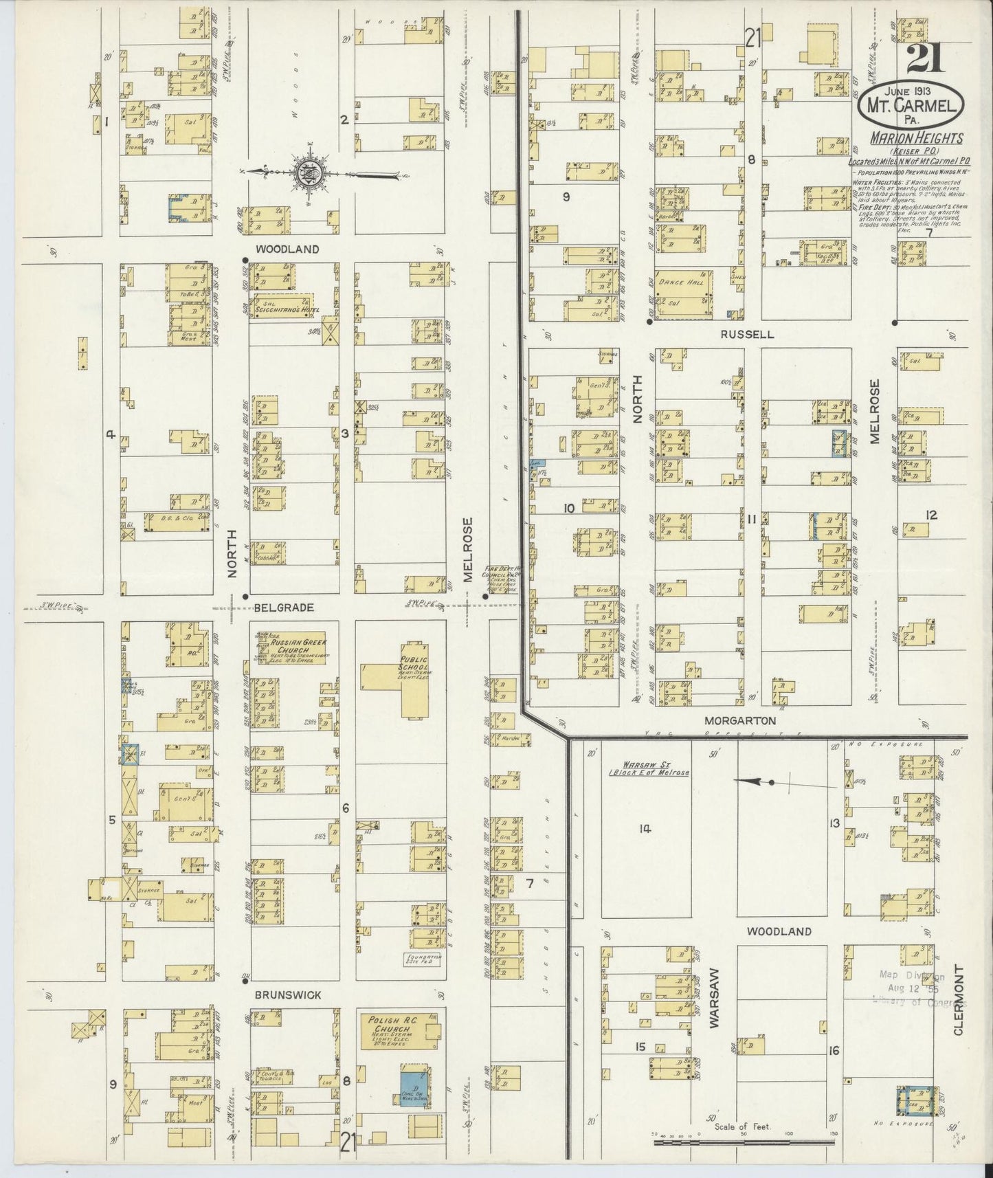 Sanborn Fire Insurance Map from Mount Carmel, Northumberland County, Pennsylvania (1913), Sheet #0021 - Complete Map Set gallery image, historic Sanborn map, vintage wall art, Pennsylvania Pennsylvania