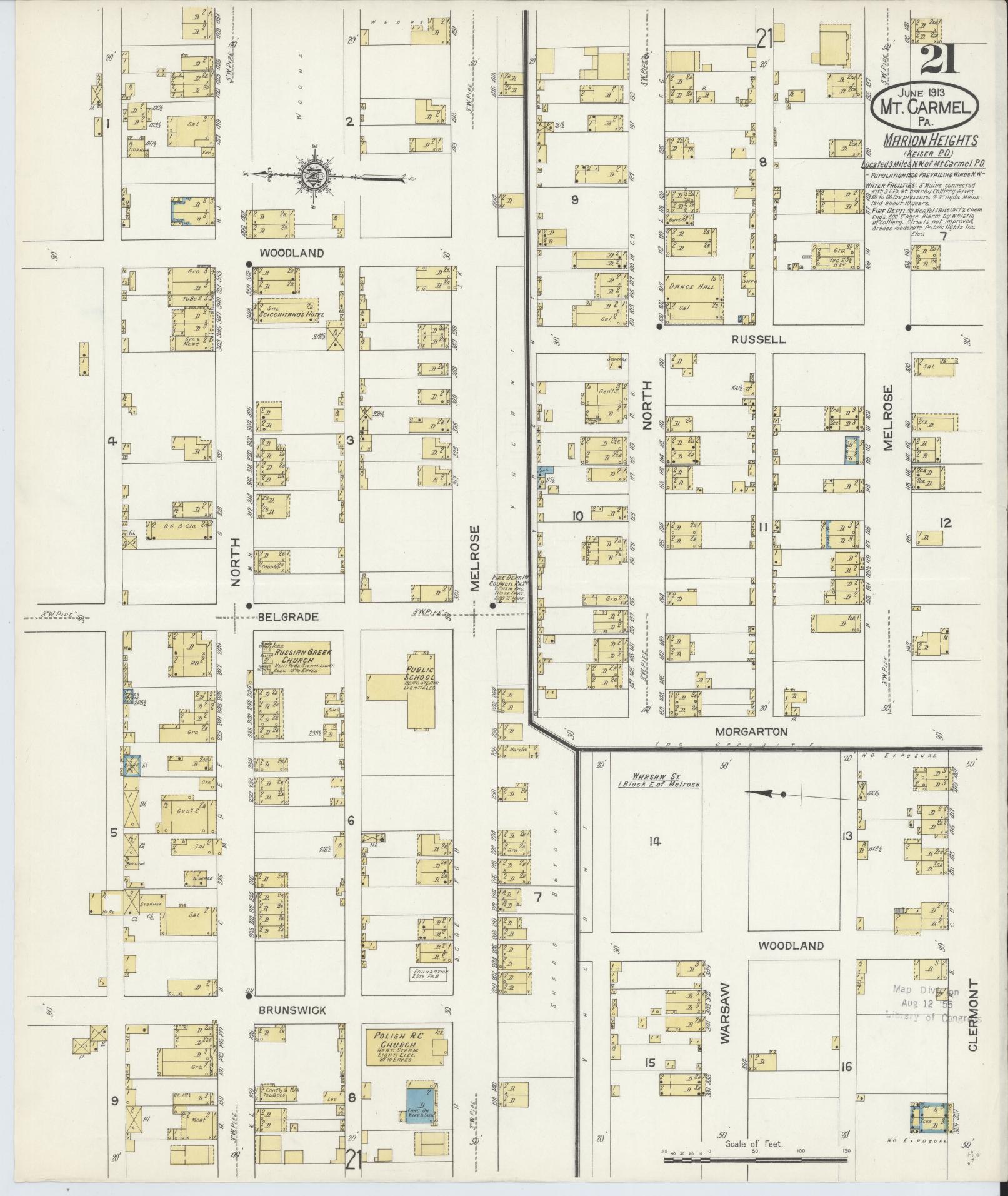 Sanborn Fire Insurance Map from Mount Carmel, Northumberland County, Pennsylvania (1913), Sheet #0021 - Complete Map Set gallery image, historic Sanborn map, vintage wall art, Pennsylvania Pennsylvania