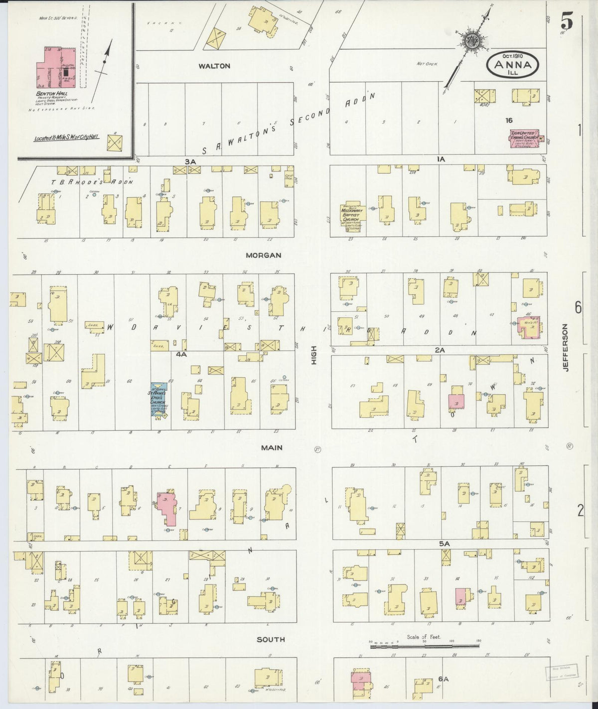 Sanborn Fire Insurance Map from Anna, Union County, Illinois (1910), Sheet #0005 - Complete Map Set gallery image, historic Sanborn map, vintage wall art, Illinois Illinois