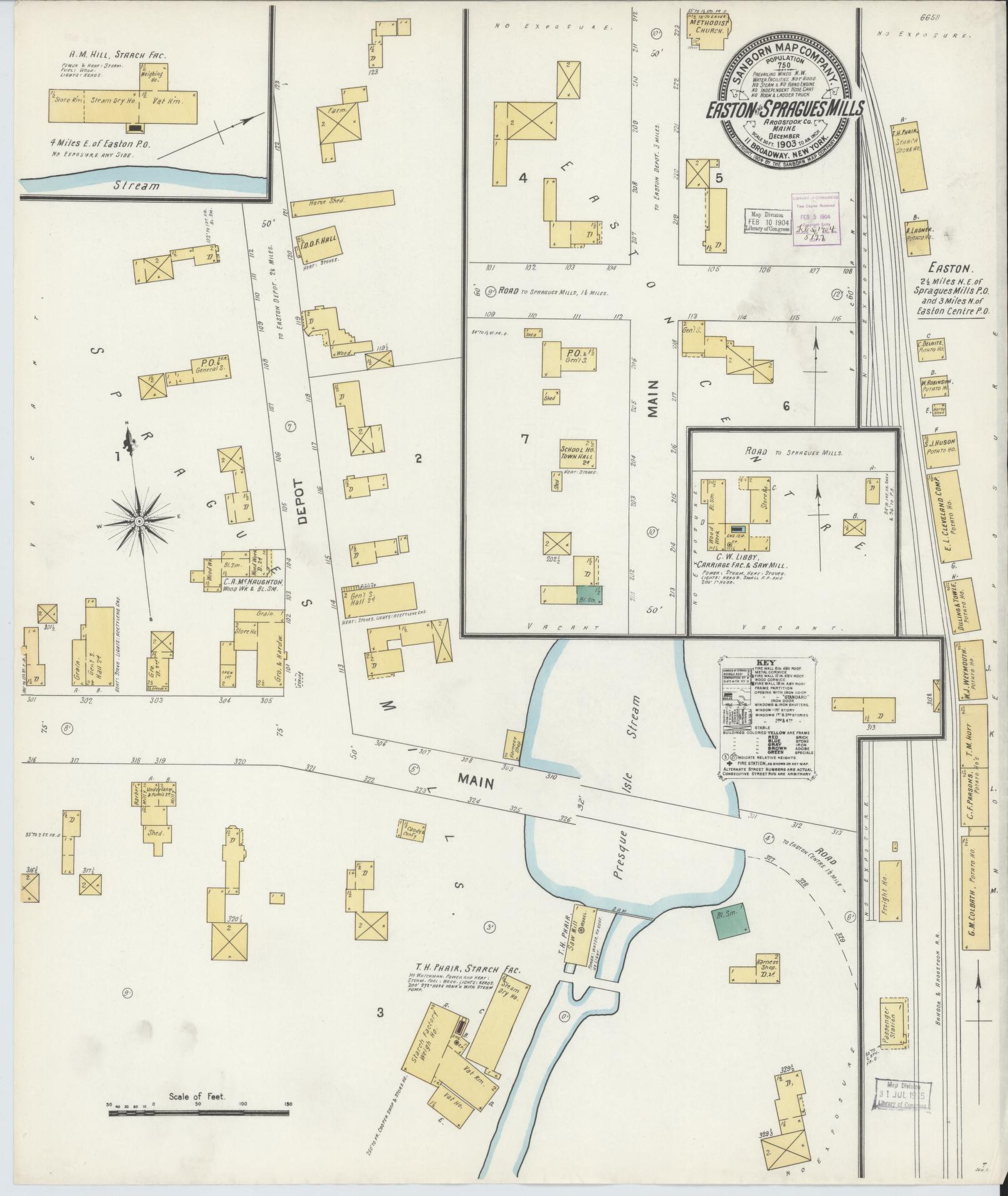 Sanborn Fire Insurance Map from Easton, Aroostook County, Maine. (1903) – Historic Sanborn Fire Insurance Map Print
