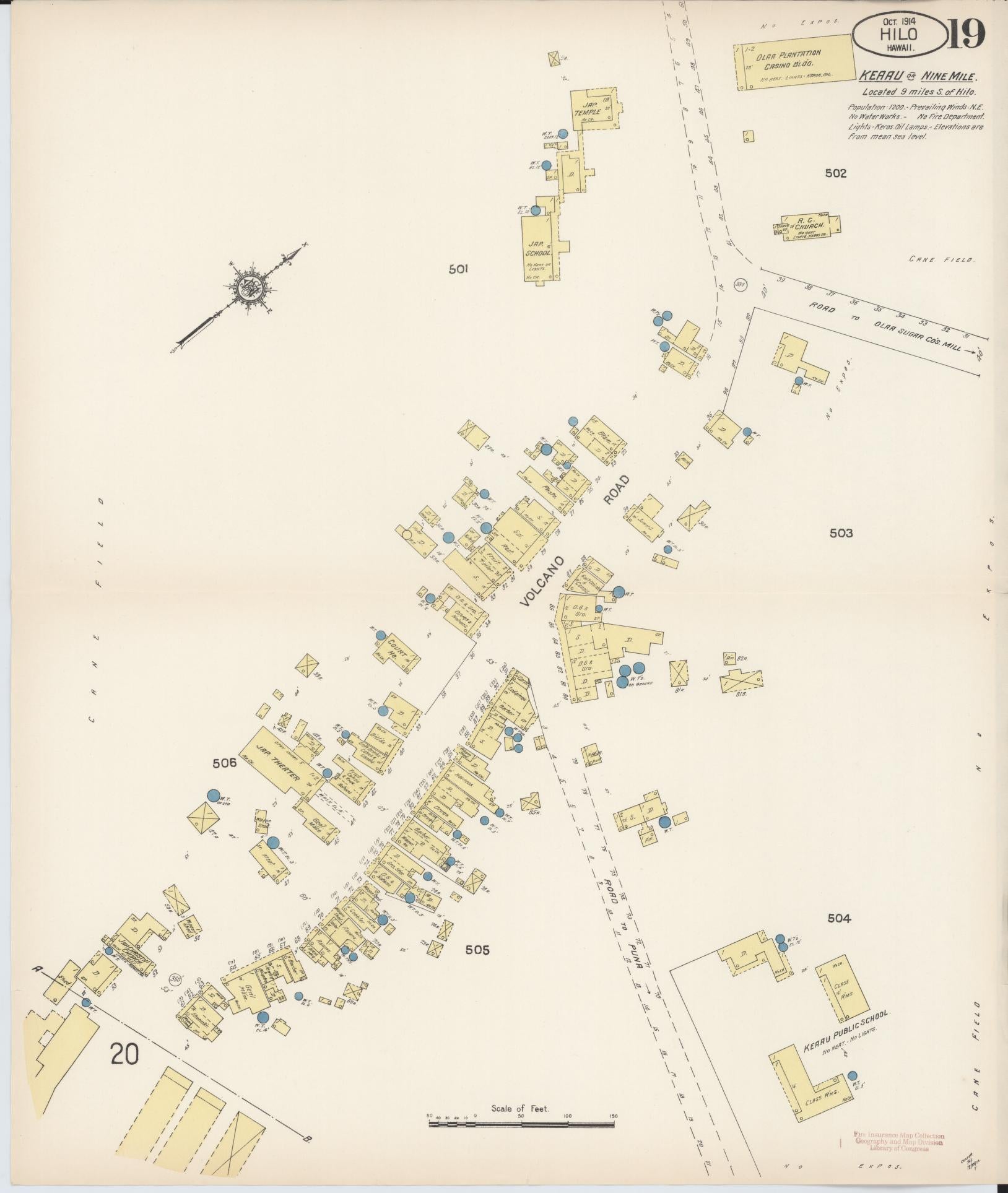 Sanborn Fire Insurance Map from Hilo, Hawaii County, Hawaii (1914), Sheet #0019 - Historic Sanborn Fire Insurance Map Print