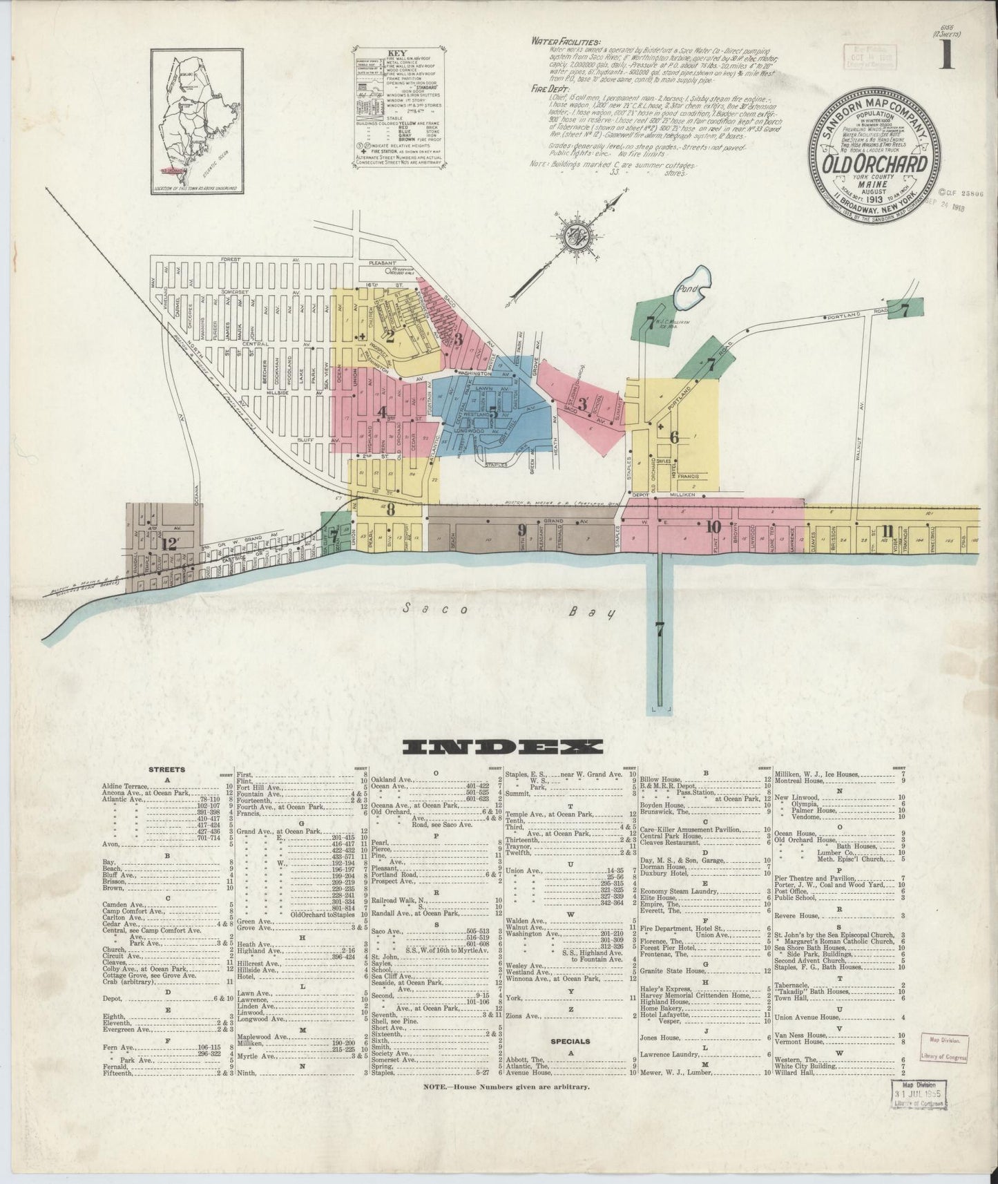 Sanborn Fire Insurance Map from Old Orchard, York County, Maine. (1913) – Historic Sanborn Fire Insurance Map Print