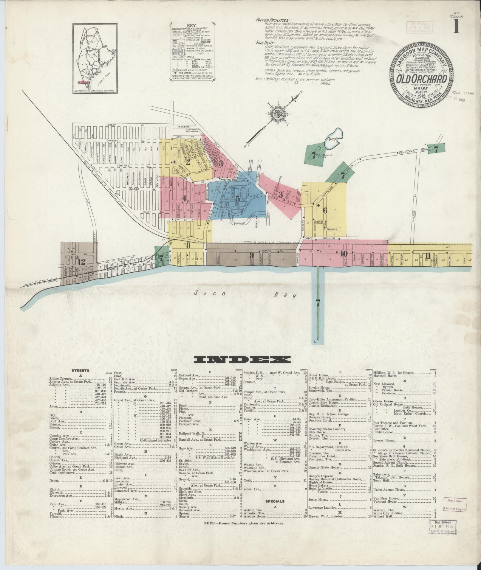 Sanborn Fire Insurance Map from Old Orchard, York County, Maine. (1913) – Historic Sanborn Fire Insurance Map Print