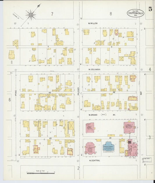 Sanborn Fire Insurance Map from Chippewa Falls, Chippewa County, Wisconsin (1903), Sheet #0005 - Historic Sanborn Fire Insurance Map Print, vintage old map wall art, antique decor, genealogy gift, Wisconsin Wisconsin map