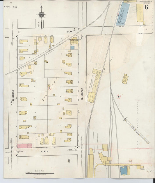 Sanborn Fire Insurance Map from Manistique, Schoolcraft County, Michigan (1950), Sheet #0006 - Historic Sanborn Fire Insurance Map Print, vintage old map wall art, antique decor, genealogy gift, Michigan Michigan map