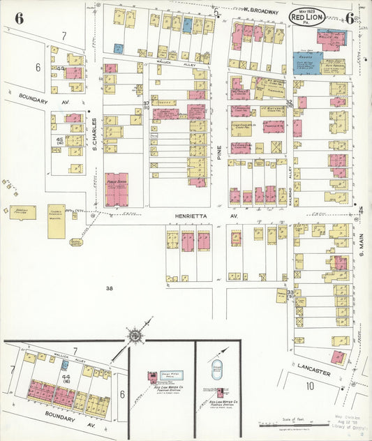 Sanborn Fire Insurance Map from Red Lion, York County, Pennsylvania (1923), Sheet #0006 - Historic Sanborn Fire Insurance Map Print, vintage old map wall art, antique decor, genealogy gift, Pennsylvania Pennsylvania map