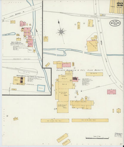 Sanborn Fire Insurance Map from Woburn, Middlesex County, Massachusetts (1904), Sheet #0022 - Historic Sanborn Fire Insurance Map Print, vintage old map wall art, antique decor, genealogy gift, Massachusetts Massachusetts map