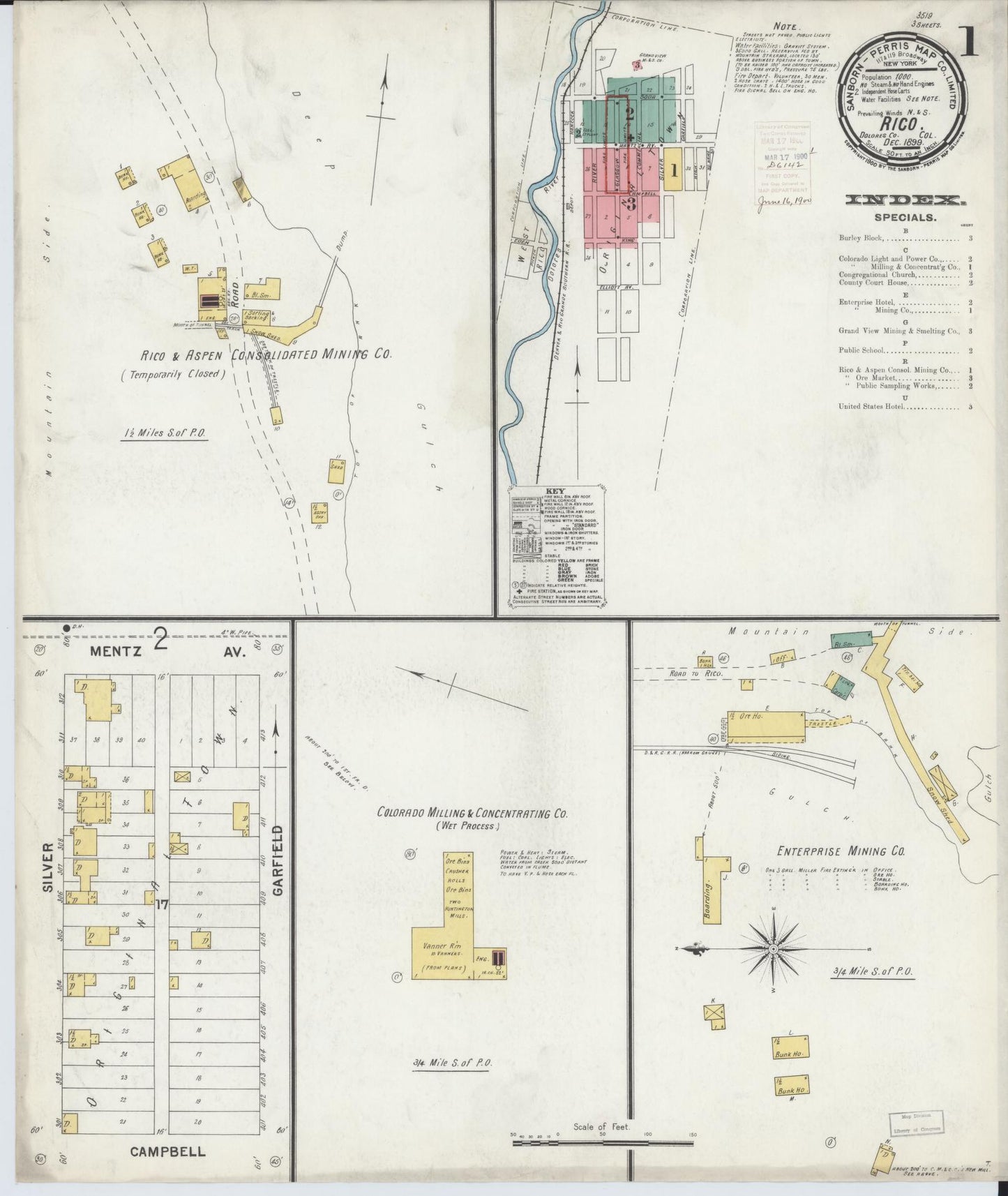 Sanborn Fire Insurance Map from Rico, Dolores County, Colorado. (1899) – Historic Sanborn Fire Insurance Map Print