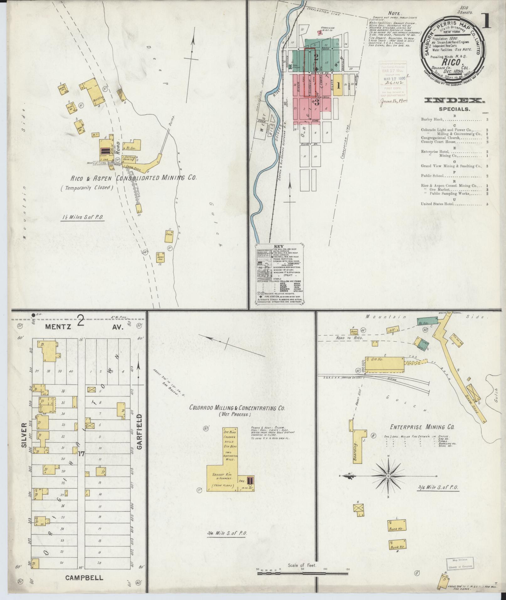Sanborn Fire Insurance Map from Rico, Dolores County, Colorado. (1899) – Historic Sanborn Fire Insurance Map Print