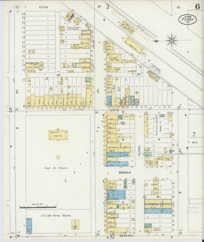 Sanborn Fire Insurance Map from Perry, Noble County, Oklahoma (1898), Sheet #0006 - Complete Map Set gallery image, historic Sanborn map, vintage wall art, Oklahoma Oklahoma