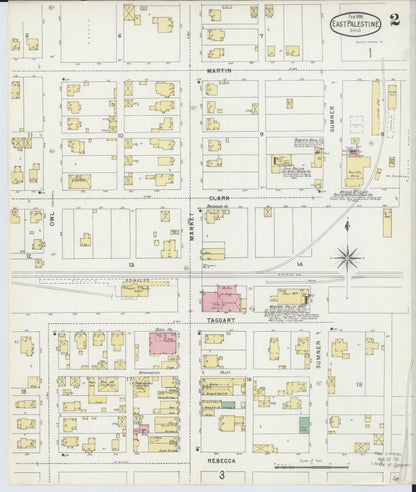 Sanborn Fire Insurance Map from East Palestine, Columbiana County, Ohio (1896), Sheet #0002 - Historic Sanborn Fire Insurance Map Print, vintage old map wall art, antique decor, genealogy gift, Ohio Ohio map