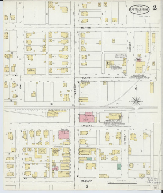 Sanborn Fire Insurance Map from East Palestine, Columbiana County, Ohio (1896), Sheet #0002 - Historic Sanborn Fire Insurance Map Print, vintage old map wall art, antique decor, genealogy gift, Ohio Ohio map