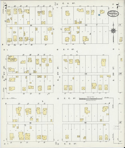 Sanborn Fire Insurance Map from Pawnee, Pawnee County, Oklahoma (1924), Sheet #0007 - Complete Map Set gallery image, historic Sanborn map, vintage wall art, Oklahoma Oklahoma