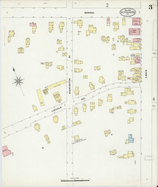 Sanborn Fire Insurance Map from Pittsford, Monroe County, New York (1898), Sheet #0003 - Historic Sanborn Fire Insurance Map Print, vintage old map wall art, antique decor, genealogy gift, New York New York map