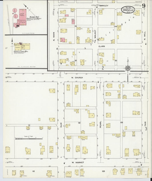 Sanborn Fire Insurance Map from Orrville, Wayne County, Ohio (1911), Sheet #0009 - Historic Sanborn Fire Insurance Map Print, vintage old map wall art, antique decor, genealogy gift, Ohio Ohio map