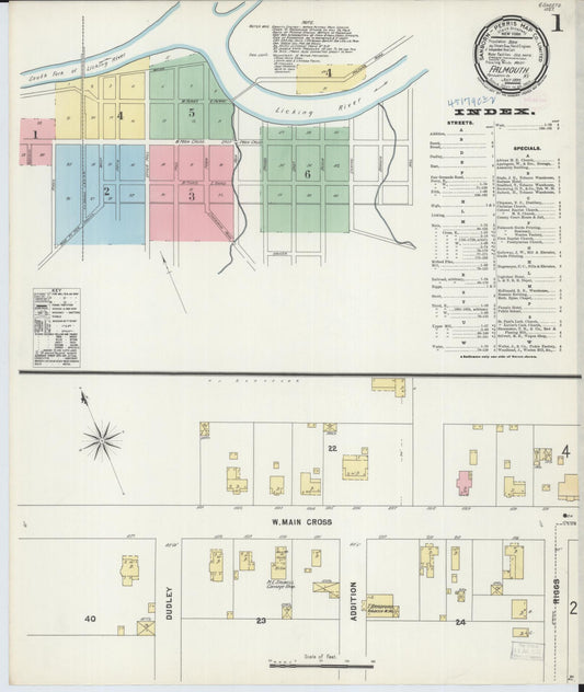 Sanborn Fire Insurance Map from Falmouth, Pendleton County, Kentucky (1897), Sheet #0001 - Historic Sanborn Fire Insurance Map Print, vintage old map wall art, antique decor, genealogy gift, Kentucky Kentucky map