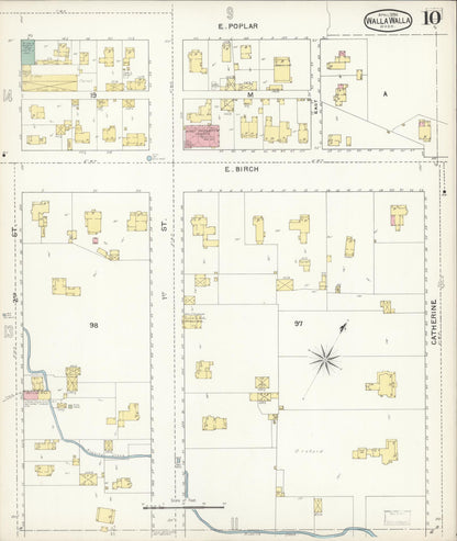 Sanborn Fire Insurance Map from Walla Walla, Walla Walla County, Washington (1894), Sheet #0010 - Complete Map Set gallery image, historic Sanborn map, vintage wall art, Washington Washington