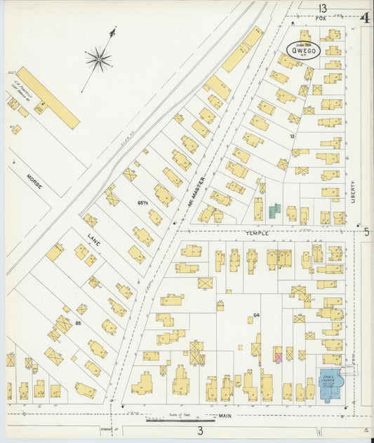 Sanborn Fire Insurance Map from Owego, Tioga County, New York (1904), Sheet #0004 - Historic Sanborn Fire Insurance Map Print, vintage old map wall art, antique decor, genealogy gift, New York New York map