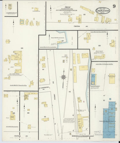 Sanborn Fire Insurance Map from Charlevoix, Charlevoix County, Michigan (1917), Sheet #0009 - Historic Sanborn Fire Insurance Map Print, vintage old map wall art, antique decor, genealogy gift, Michigan Michigan map