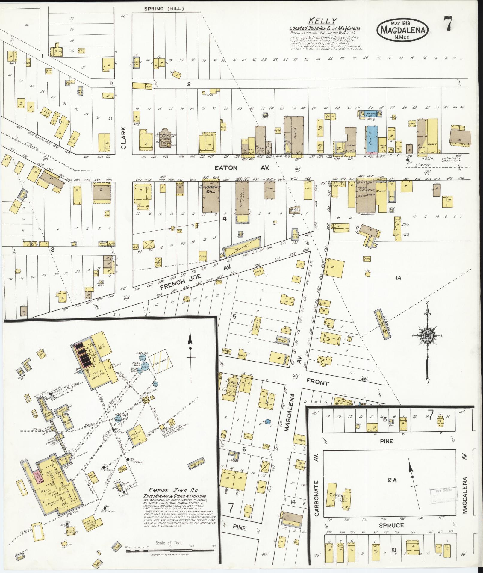 Sanborn Fire Insurance Map from Magdalena, Socorro County, New Mexico (1919), Sheet #0007 - Complete Map Set gallery image, historic Sanborn map, vintage wall art, New Mexico New Mexico