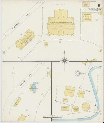 Sanborn Fire Insurance Map from Atlanta, Fulton  County, Georgia (1895), Sheet #0006 - Complete Map Set gallery image, historic Sanborn map, vintage wall art, Georgia Georgia