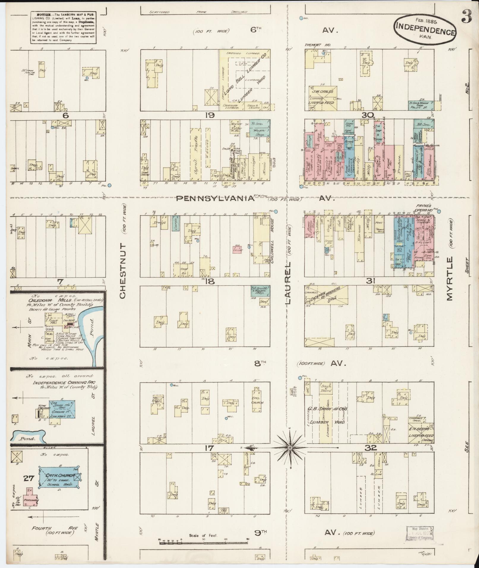 Sanborn Fire Insurance Map from Independence, Montgomery County, Kansas (1885), Sheet #0003 - Complete Map Set gallery image, historic Sanborn map, vintage wall art, Kansas Kansas