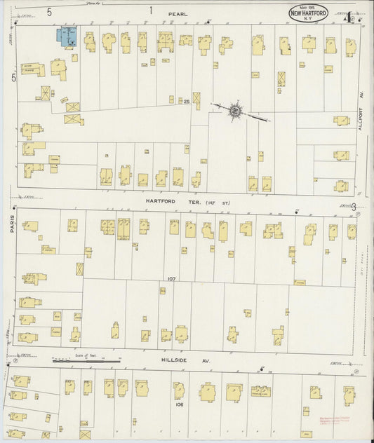 Sanborn Fire Insurance Map from New Hartford, Oneida County, New York (1915), Sheet #0004 - Historic Sanborn Fire Insurance Map Print, vintage old map wall art, antique decor, genealogy gift, New York New York map