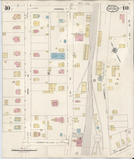 Sanborn Fire Insurance Map from Oxford, Chester County, Pennsylvania (1940), Sheet #0010 - Historic Sanborn Fire Insurance Map Print, vintage old map wall art, antique decor, genealogy gift, Pennsylvania Pennsylvania map