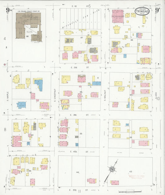 Sanborn Fire Insurance Map from Trinidad, Las Animas County, Colorado (1930), Sheet #0009 - Historic Sanborn Fire Insurance Map Print, vintage old map wall art, antique decor, genealogy gift, Colorado Colorado map