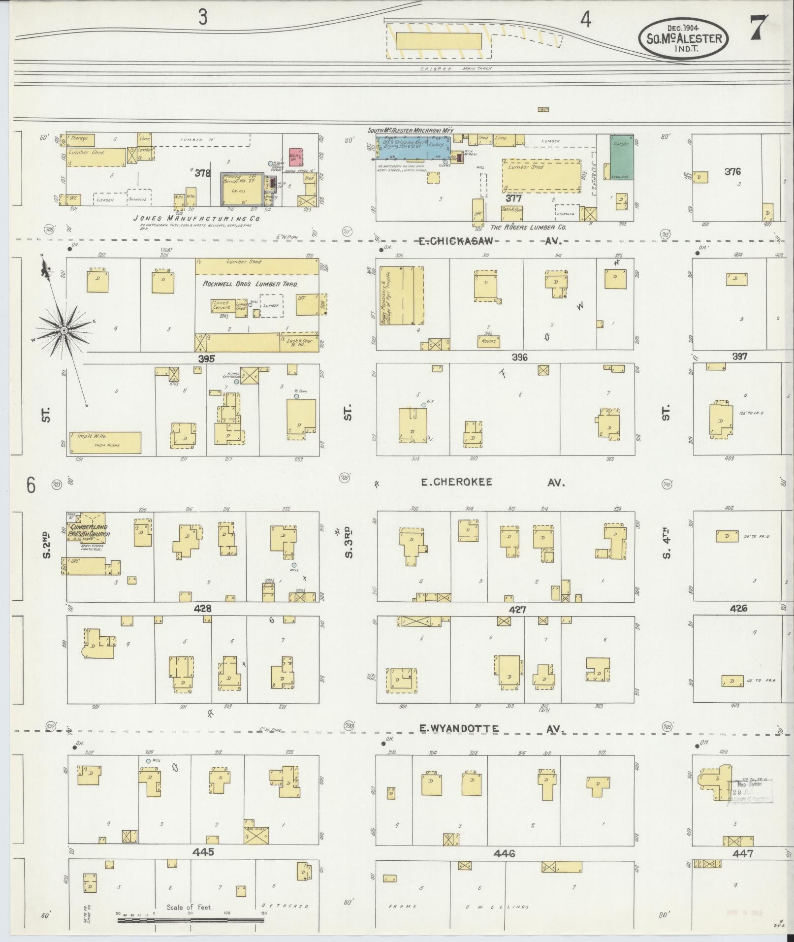Sanborn Fire Insurance Map from South McAlester, Pittsburg County, Oklahoma (1904), Sheet #0007 - Complete Map Set gallery image, historic Sanborn map, vintage wall art, Oklahoma Oklahoma