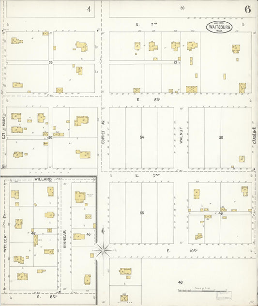 Sanborn Fire Insurance Map from Waitsburg, Walla Walla County, Washington (1904), Sheet #0006 - Historic Sanborn Fire Insurance Map Print, vintage old map wall art, antique decor, genealogy gift, Washington Washington map