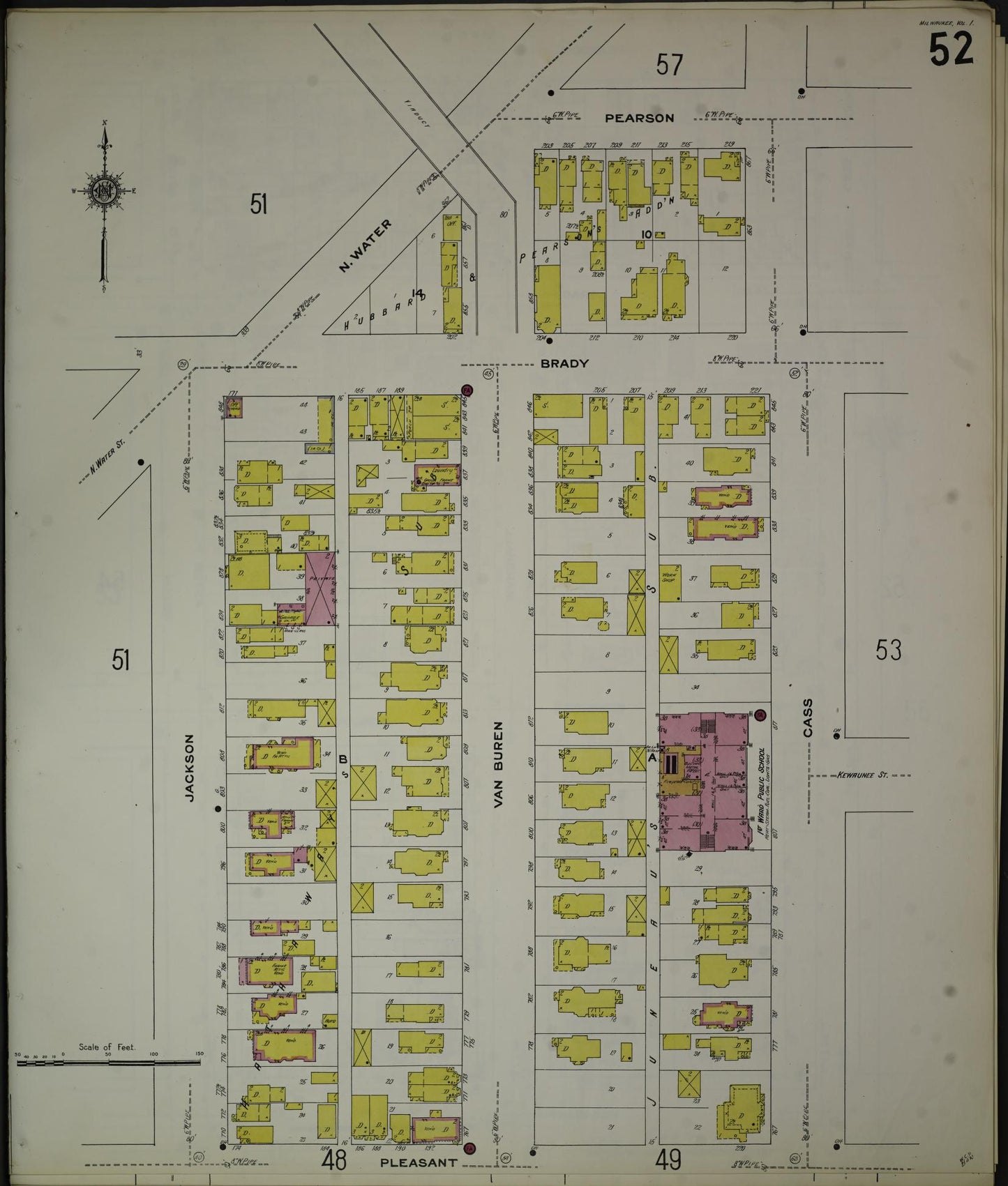 Sanborn Fire Insurance Map from Milwaukee, Milwaukee County, Wisconsin (1910), Sheet #0052 - Complete Map Set gallery image, historic Sanborn map, vintage wall art, Wisconsin Wisconsin