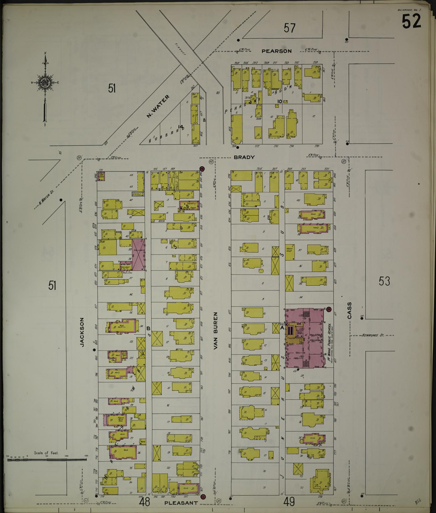 Sanborn Fire Insurance Map from Milwaukee, Milwaukee County, Wisconsin (1910), Sheet #0052 - Complete Map Set gallery image, historic Sanborn map, vintage wall art, Wisconsin Wisconsin