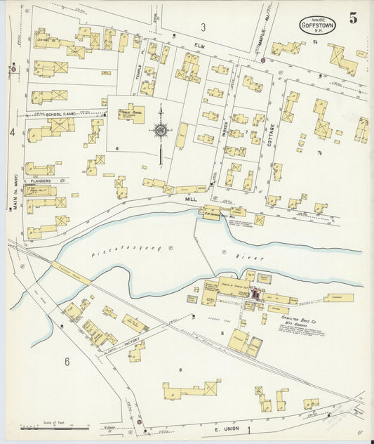 Sanborn Fire Insurance Map from Goffstown, Hillsborough County, New Hampshire (1912), Sheet #0005 - Historic Sanborn Fire Insurance Map Print, vintage old map wall art, antique decor, genealogy gift, New Hampshire New Hampshire map