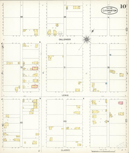 Sanborn Fire Insurance Map from Livingston, Park County, Montana (1896), Sheet #0010 - Historic Sanborn Fire Insurance Map Print, vintage old map wall art, antique decor, genealogy gift, Montana Montana map