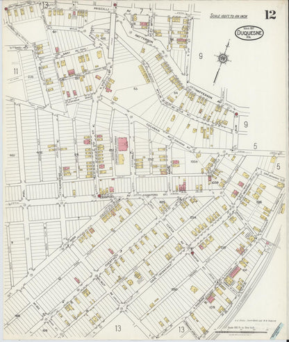 Sanborn Fire Insurance Map from Duquesne, Allegheny County, Pennsylvania (1917), Sheet #0012 - Complete Map Set gallery image, historic Sanborn map, vintage wall art, Pennsylvania Pennsylvania