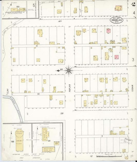 Sanborn Fire Insurance Map from Douglas, Converse County, Wyoming (1907), Sheet #0002 - Historic Sanborn Fire Insurance Map Print, vintage old map wall art, antique decor, genealogy gift, Wyoming Wyoming map