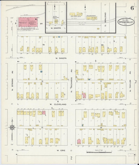Sanborn Fire Insurance Map from Spring Valley, Bureau County, Illinois (1913), Sheet #0006 - Historic Sanborn Fire Insurance Map Print, vintage old map wall art, antique decor, genealogy gift, Illinois Illinois map