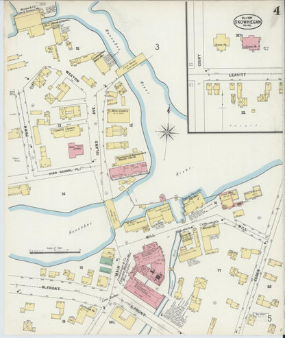 Sanborn Fire Insurance Map from Skowhegan, Somerset County, Maine (1897), Sheet #0004 - Complete Map Set gallery image, historic Sanborn map, vintage wall art, Maine Maine