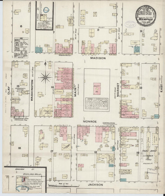 Sanborn Fire Insurance Map from Memphis, Scotland County, Missouri (1884), Sheet #0001 - Historic Sanborn Fire Insurance Map Print, vintage old map wall art, antique decor, genealogy gift, Missouri Missouri map