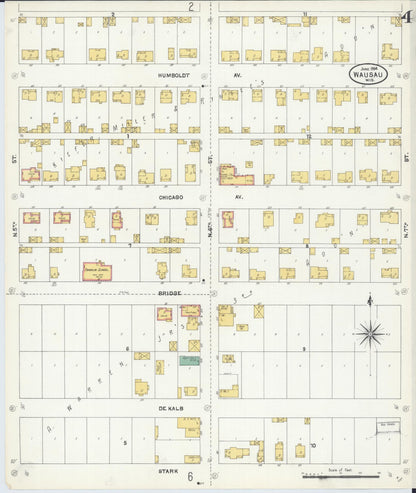 Sanborn Fire Insurance Map from Wausau, Marathon County, Wisconsin (1904), Sheet #0004 - Complete Map Set gallery image, historic Sanborn map, vintage wall art, Wisconsin Wisconsin