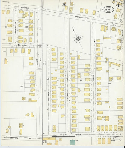 Sanborn Fire Insurance Map from Everett, Middlesex County, Massachusetts (1903), Sheet #0004 - Complete Map Set gallery image, historic Sanborn map, vintage wall art, Massachusetts Massachusetts