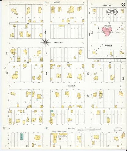 Sanborn Fire Insurance Map from La Cynge, Linn County, Kansas (1906), Sheet #0003 - Complete Map Set gallery image, historic Sanborn map, vintage wall art, Kansas Kansas