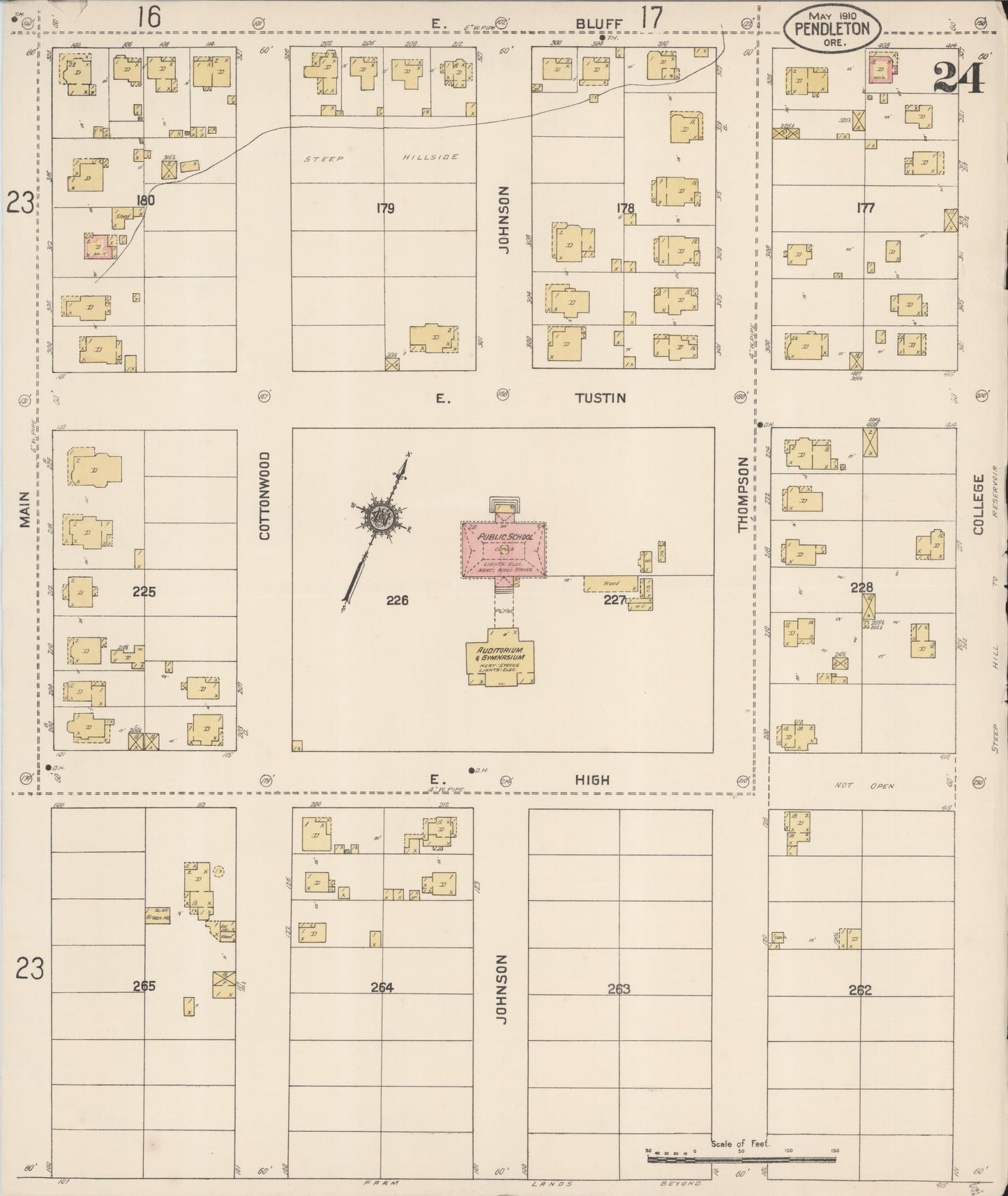 Sanborn Fire Insurance Map from Pendleton, Umatilla County, Oregon (1910), Sheet #0024 - Complete Map Set gallery image, historic Sanborn map, vintage wall art, Oregon Oregon