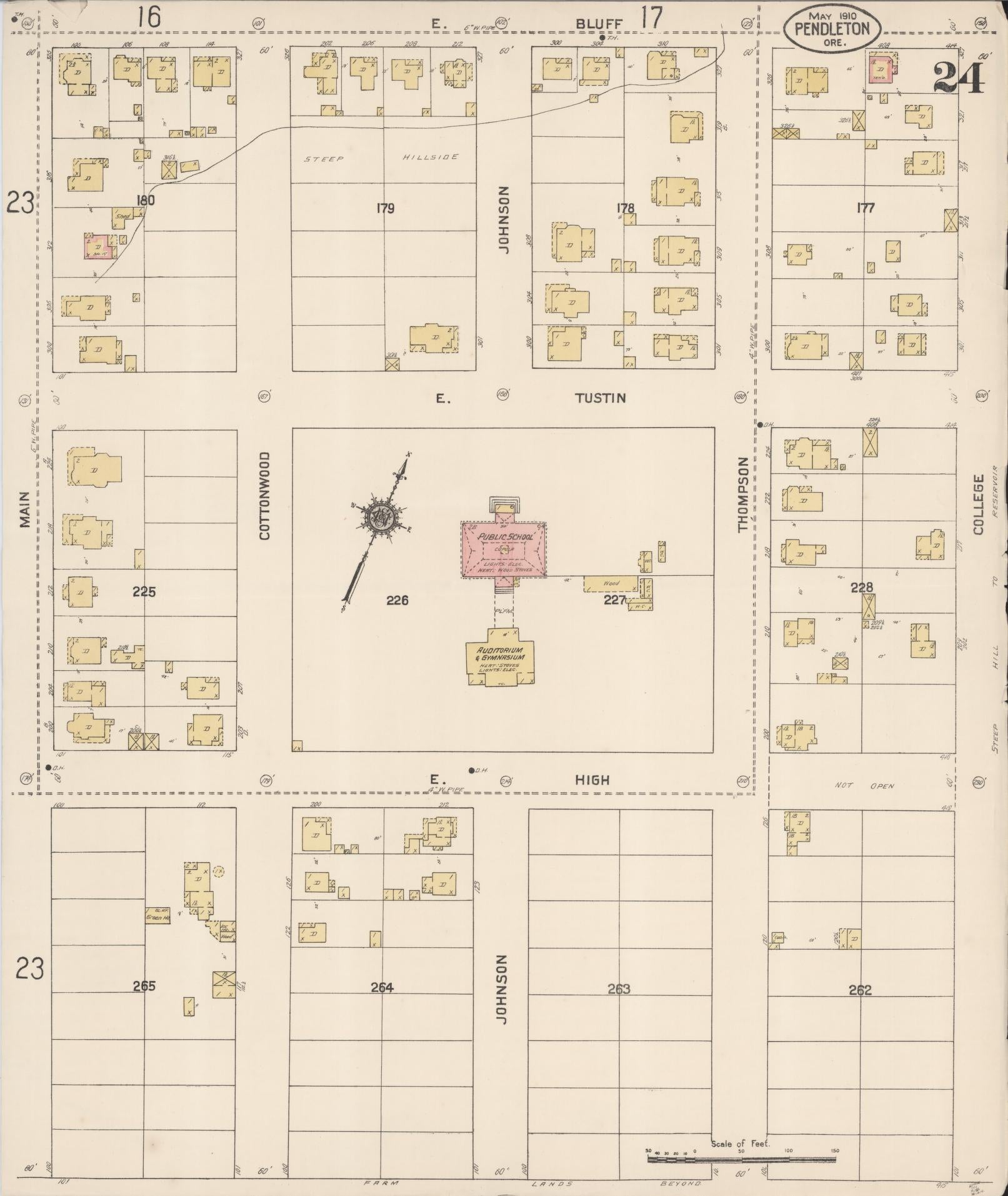 Sanborn Fire Insurance Map from Pendleton, Umatilla County, Oregon (1910), Sheet #0024 - Complete Map Set gallery image, historic Sanborn map, vintage wall art, Oregon Oregon