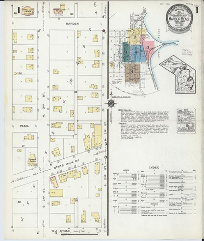 Sanborn Fire Insurance Map from Harbor Beach, Huron County, Michigan (1924), Sheet #0001 - Complete Map Set gallery image, historic Sanborn map, vintage wall art, Michigan Michigan
