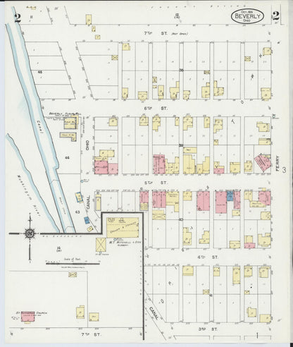 Sanborn Fire Insurance Map from Beverly, Washington County, Ohio (1924), Sheet #0002 - Complete Map Set gallery image, historic Sanborn map, vintage wall art, Ohio Ohio